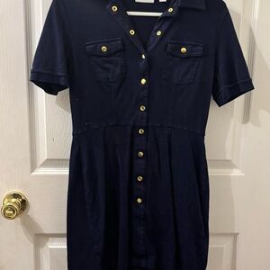 Old Navy Navy Blue Dress with Gold Buttons